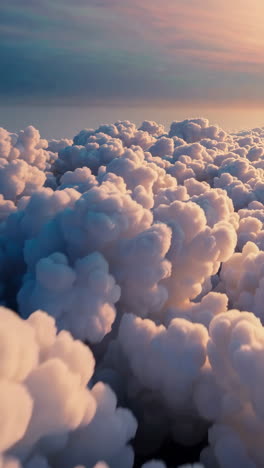 a stunning aerial view of fluffy clouds at sunrise/sunset