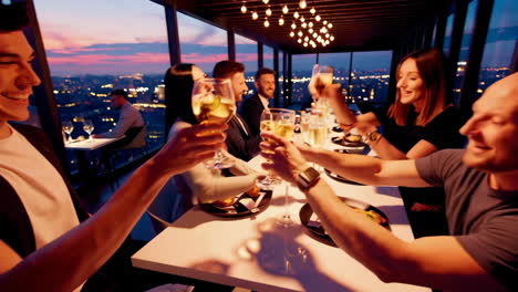 rooftop dinner party with city views