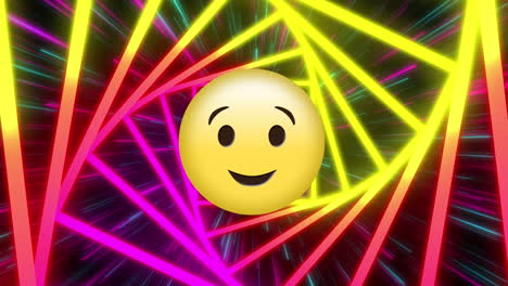 animación del icono de emoji sobre formas en movimiento