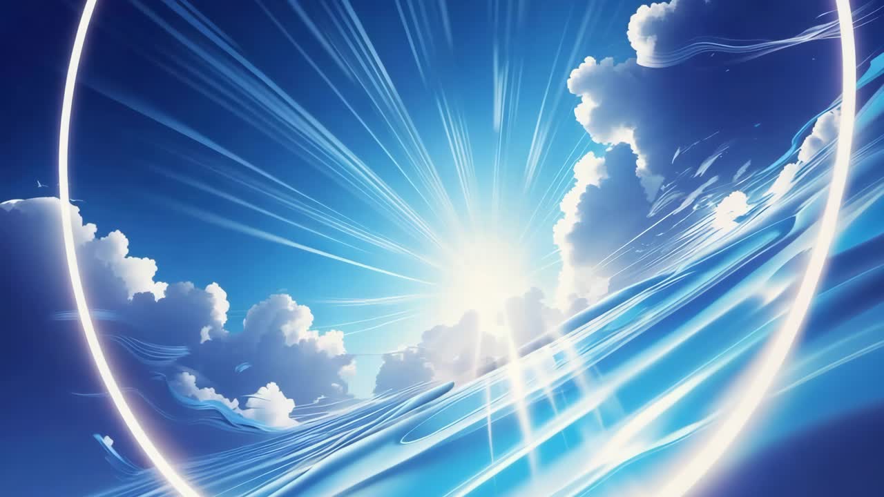 Serene Sky with Clouds and Sun Rays