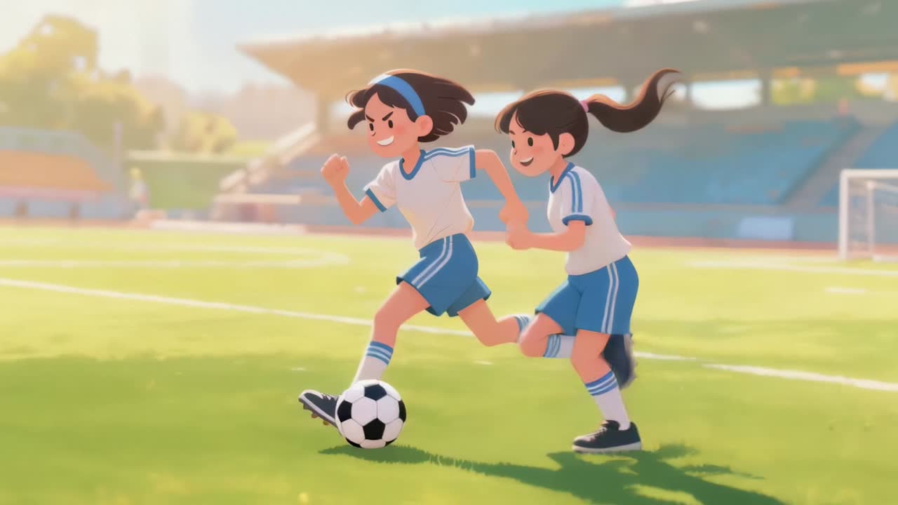 Girls playing soccer