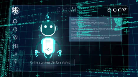 chatbot with text chatai and code lines, artificial intelligence animation