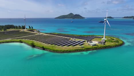 renewable energy infrastructure on a tropical island