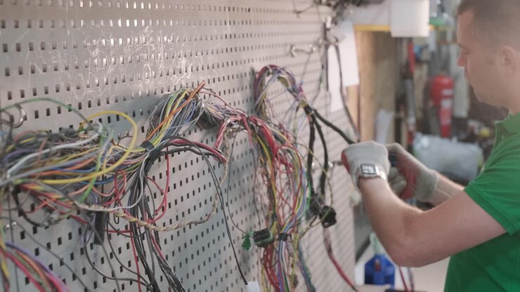Process of manufacturing the wiring harnesses for vehicles, automobile industry