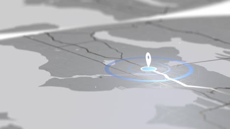 mapa de la ciudad gris con calles y carreteras en video 4k.