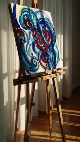 abstract painting on easel