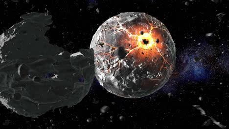 asteroid collision in space