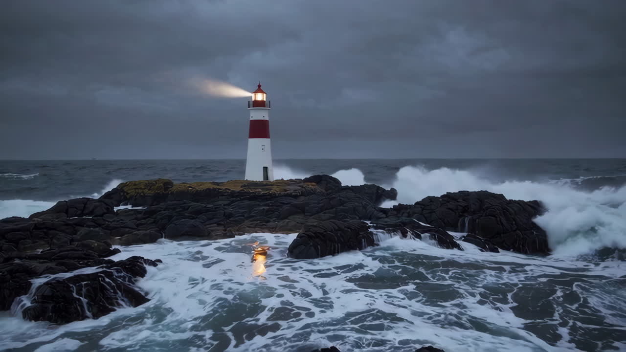 등대 앞의 폭풍우의 밤