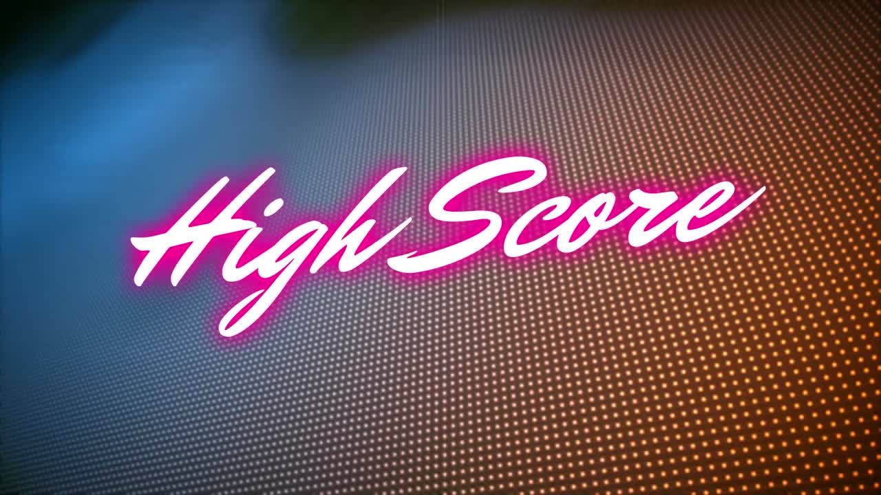 Animation of high score text over colorful background