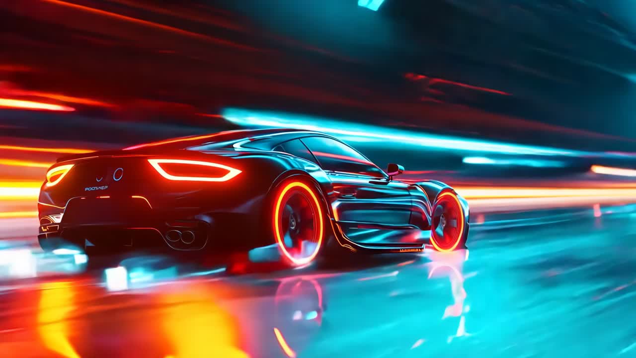 un coche deportivo negro conduciendo a través de un túnel por la noche