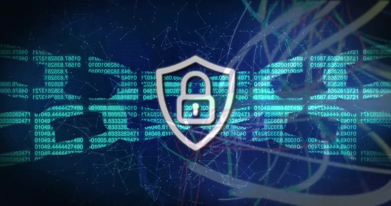 Ransomware shield activating on binary strike, padlock pulsing and sparks signaling protection