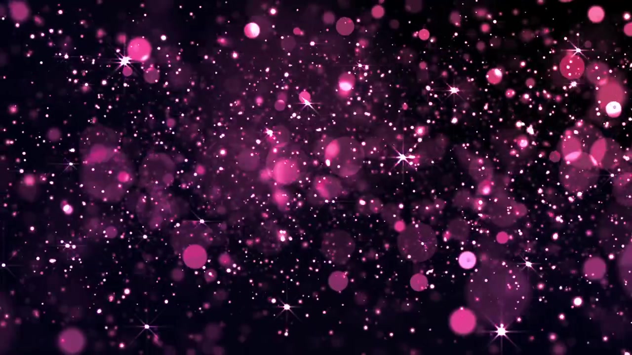 Particelle glitter rosa e magenta con luci bokeh che fluttuano su sfondo scuro