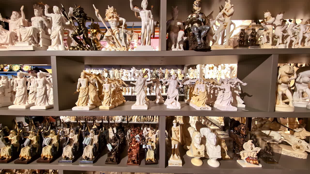 A close-up of the intricate statuettes at Spinalonga Fortress, Crete, highlighting the historic details