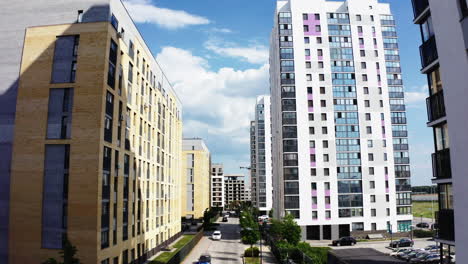 modern apartment buildings in a cityscape