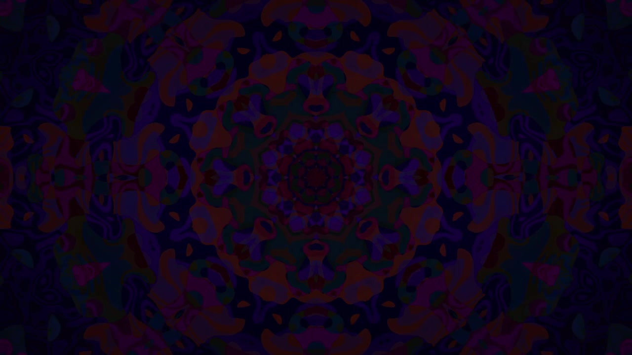Abstract Loopable Geometric Mandala Background in Red and Blue – A Hypnotic, Psychedelic Loop of Morphing Floral Patterns and Fractal Symmetry