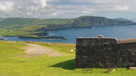 a 4k shot of bray head look out post on valencia island ireland built by the british army in 1815 as a signal look out post