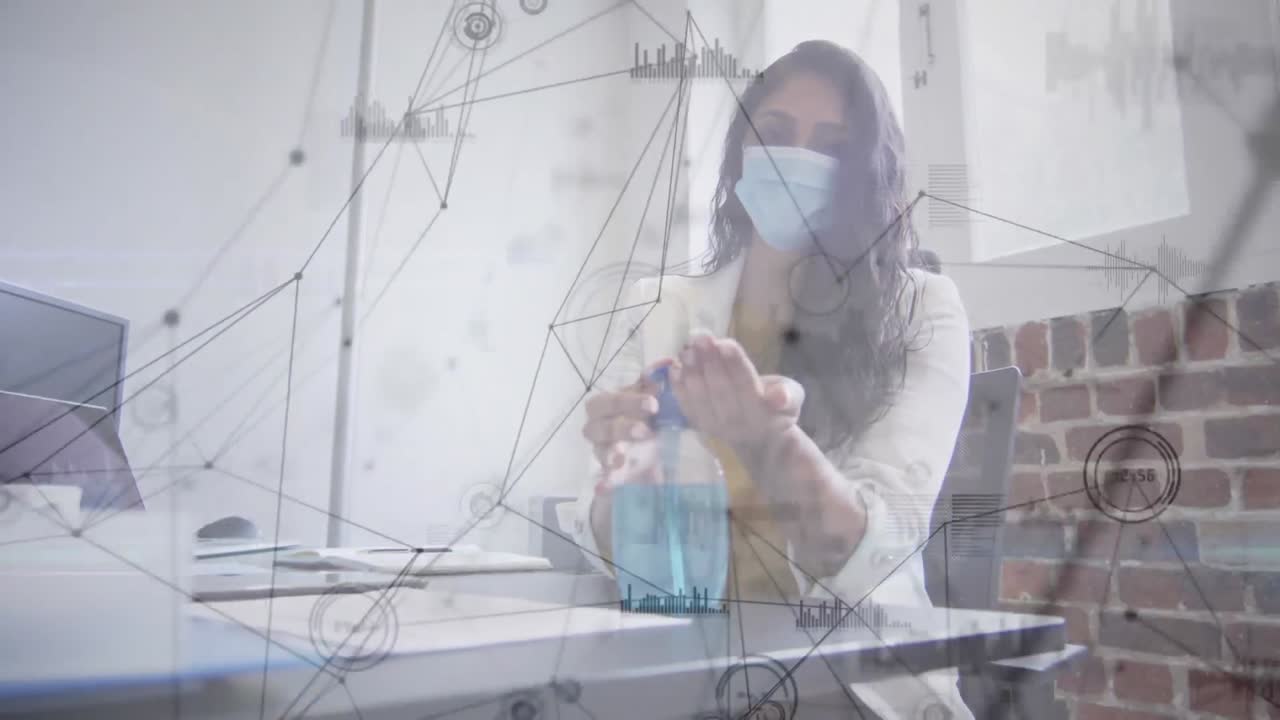 animación de la red de conexiones sobre la mujer en el cargo