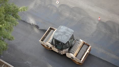 view from above of road works for city