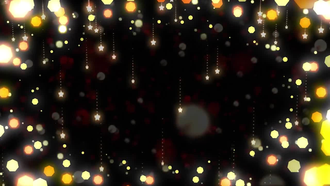 黒い背景でクリスマスイルミネーションが点滅するアニメーション