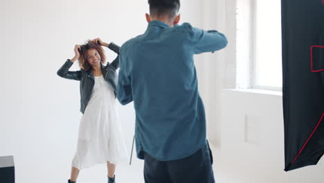 fashion photography of woman in studio
