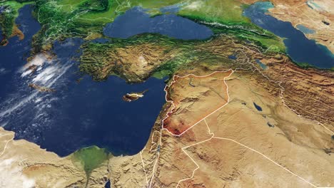 map of syria and borders, physical map middle east, arabian peninsula, map with reliefs and mountains and mediterranean sea