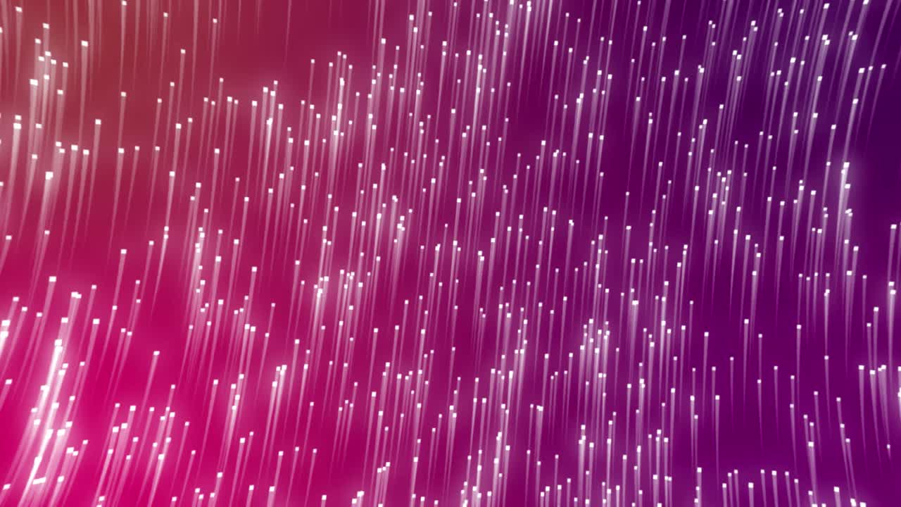 Digital animation of glowing light trails moving in circular motion against purple background