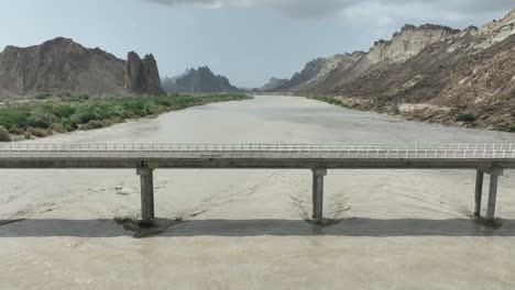 aerial flying over hingol river bridge