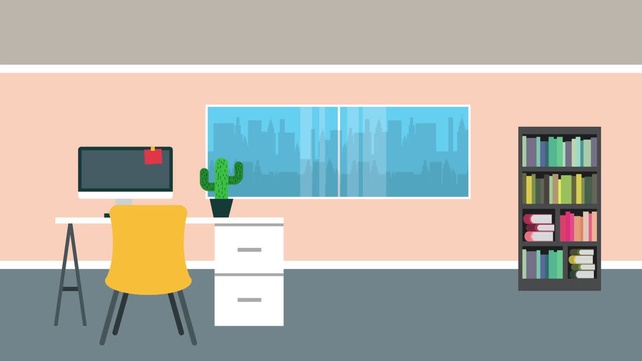 scena del posto di lavoro dell'ufficio con il desktop