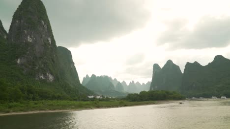 sunset karst hills at li river guilin china