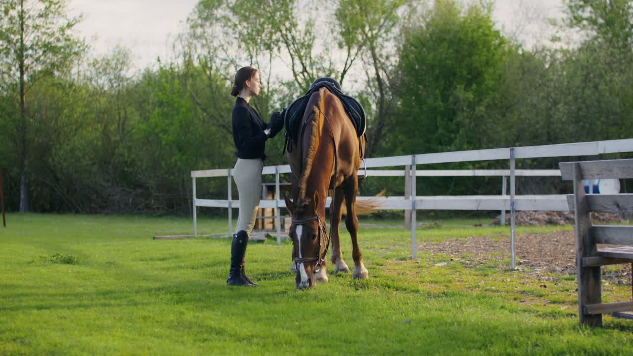 Woman and Horse in a Pasture