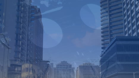 animación de estadísticas y procesamiento de datos sobre el paisaje urbano
