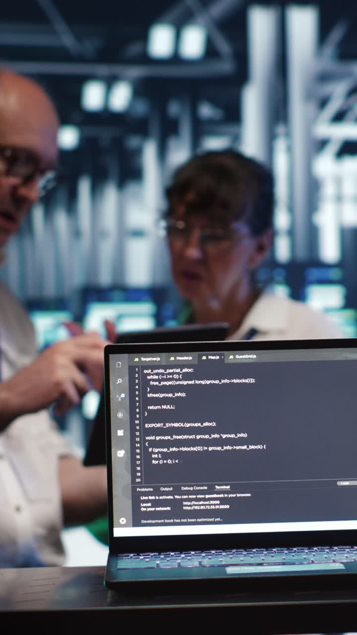 Vertical IT team running code in data center