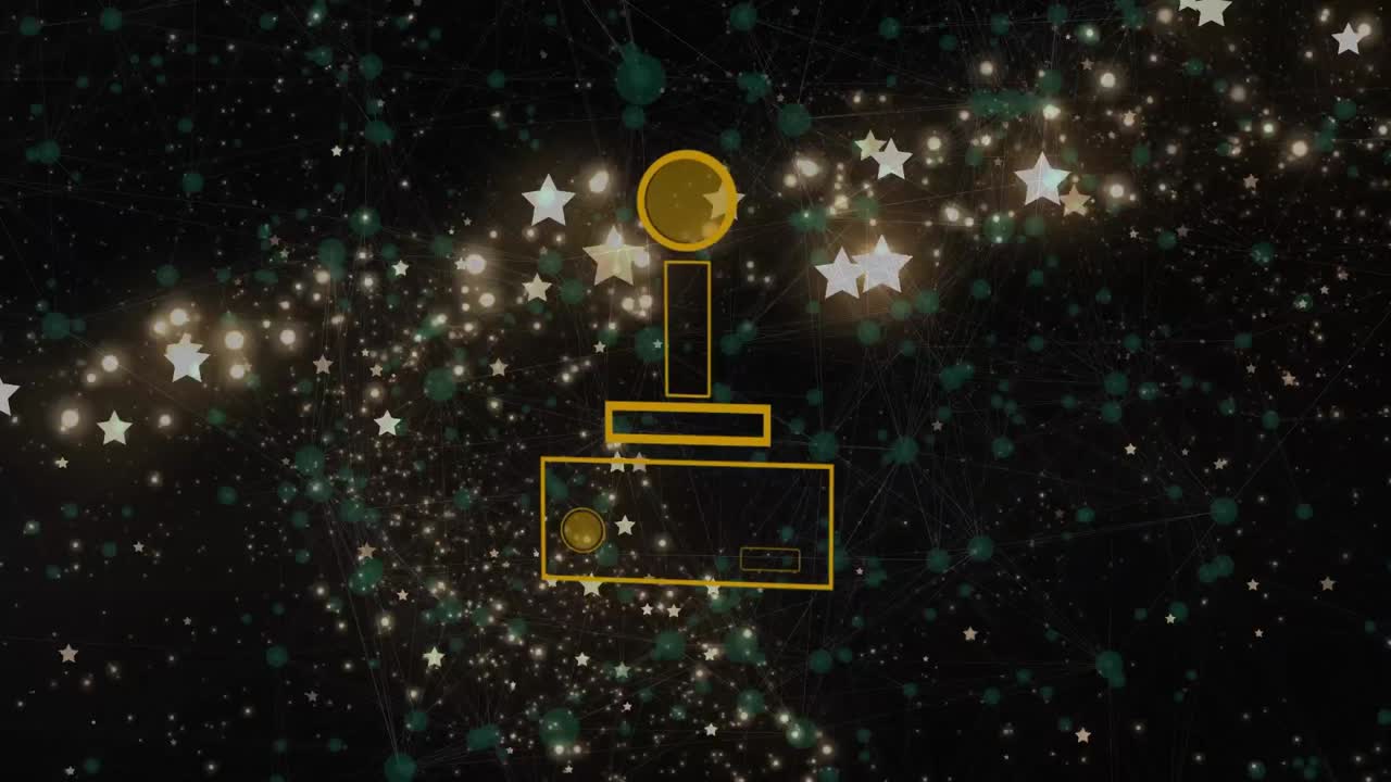 검은색 배경에 빛 트레일과 연결 위에 게임 패드 아이콘의 애니메이션