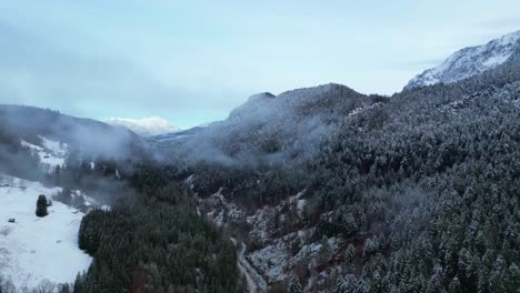 Aerial-view-of-Partnachklamm-,a-scenic-location-and-nature-attraction-in-Germany-near-Garmisch-Paterkirchen