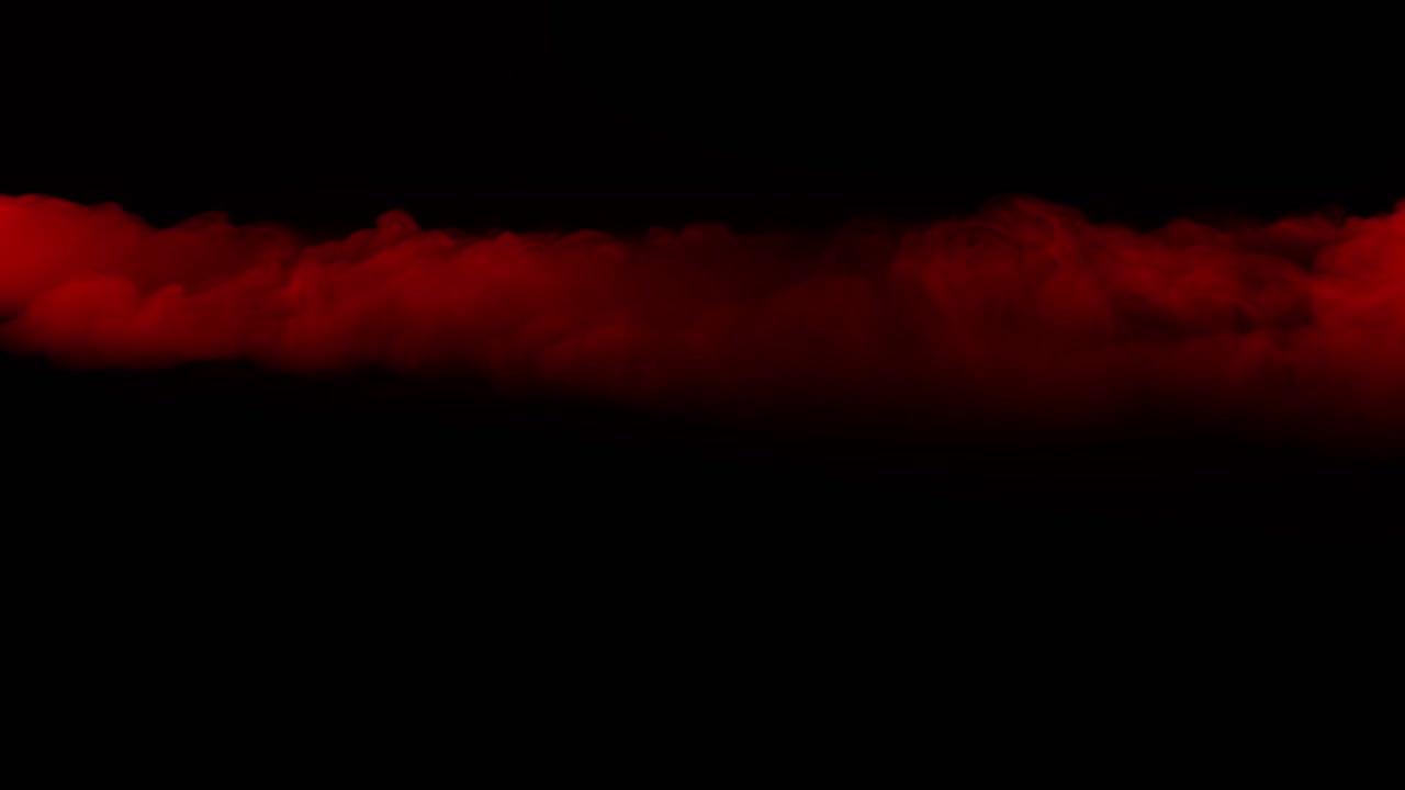 A thin trail of red smoke or vapor moves horizontally across black background, ideal for transitions or as a subtle dynamic element