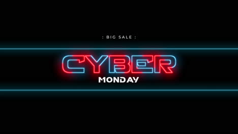 Cyber-Monday-Y-Texto-De-Gran-Venta-Con-Líneas-De-Neón-En-Degradado-Negro