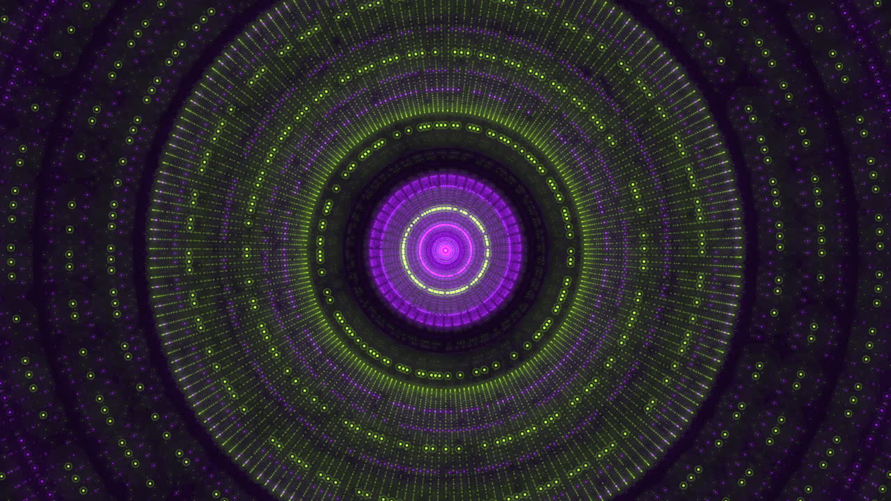 Futuristic spiral pattern of blue and red circles