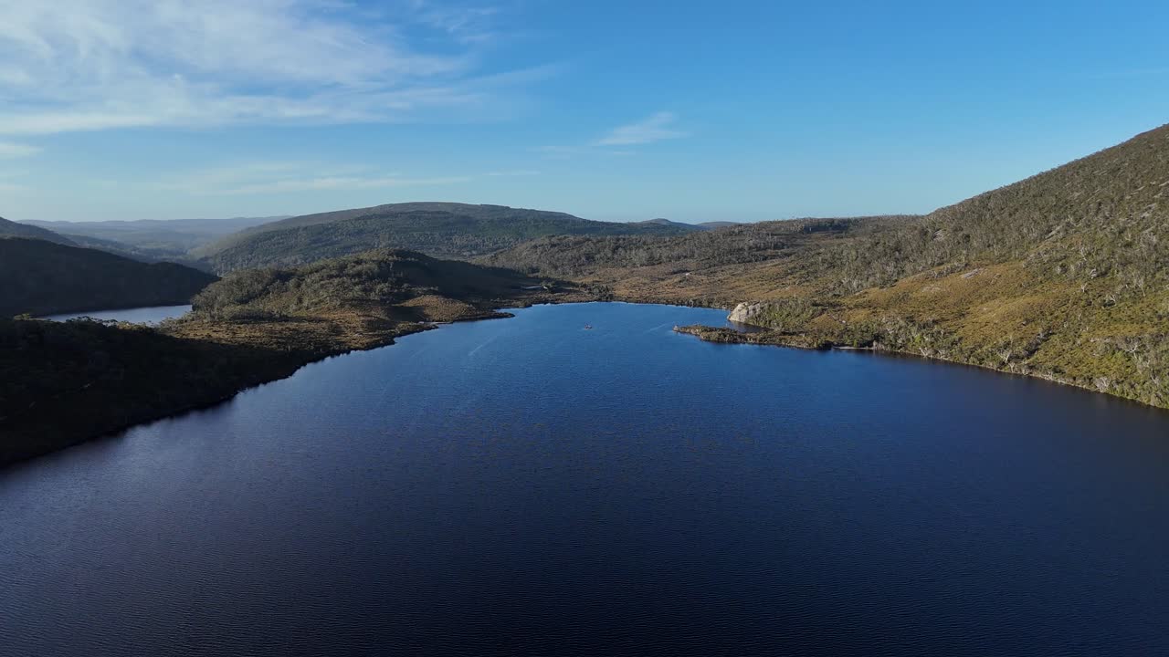 Aerial View of a Serene Lake in Tasmania