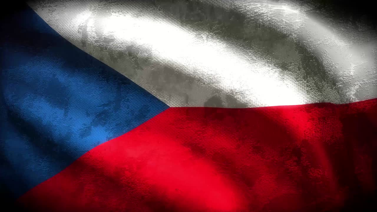 60FPS těžká tmavá grunge česká vlajka se starou vintage texturou vlající, UHD 4k 3D plynule se opakující video