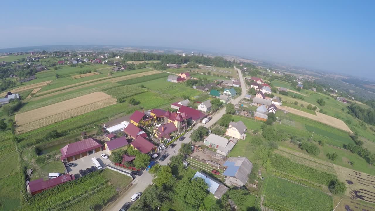 Aerial Flight Over Houses