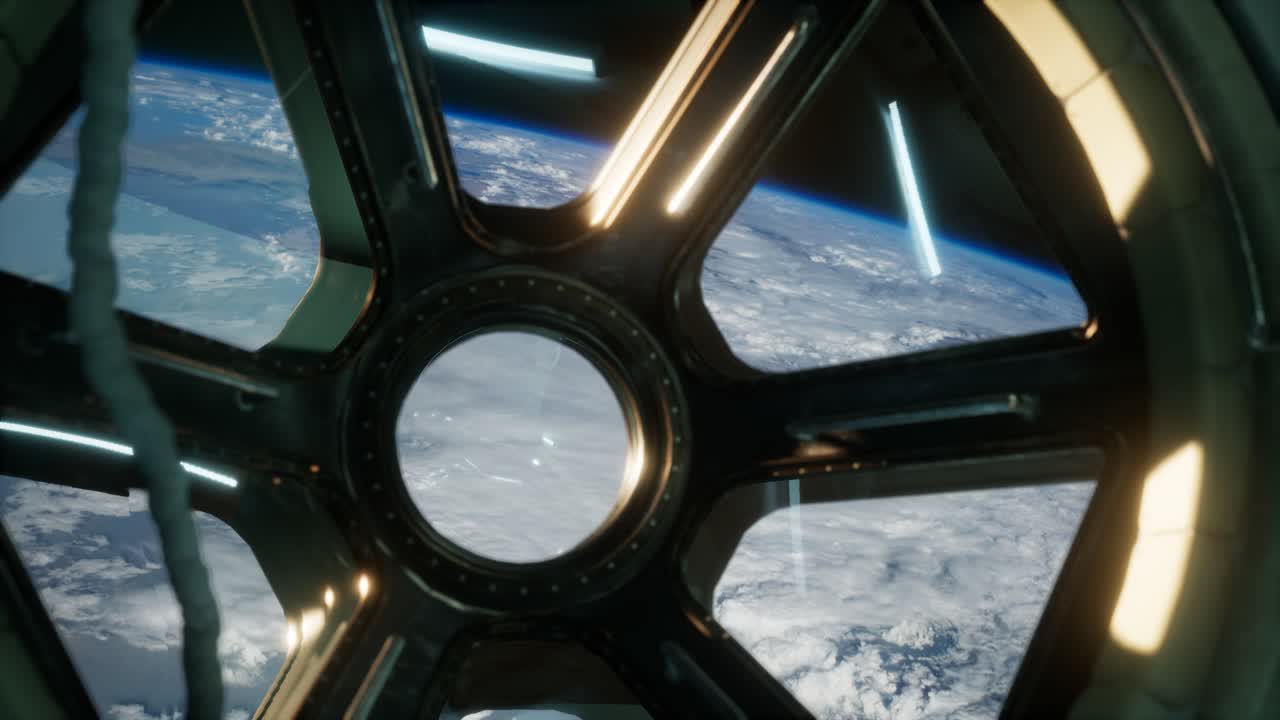 vista de la cabina desde la estación espacial internacional que opera cerca del planeta tierra