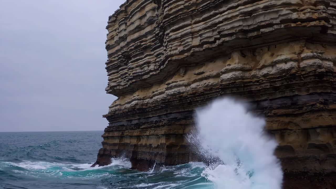 Powerful Waves Crashing Against a Rocky Coastline
