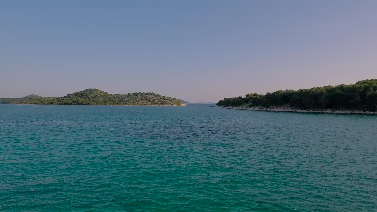 Aerial over the coastal islands of Croatia