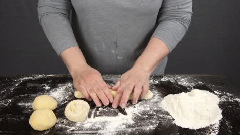 we form and roast dough pies.