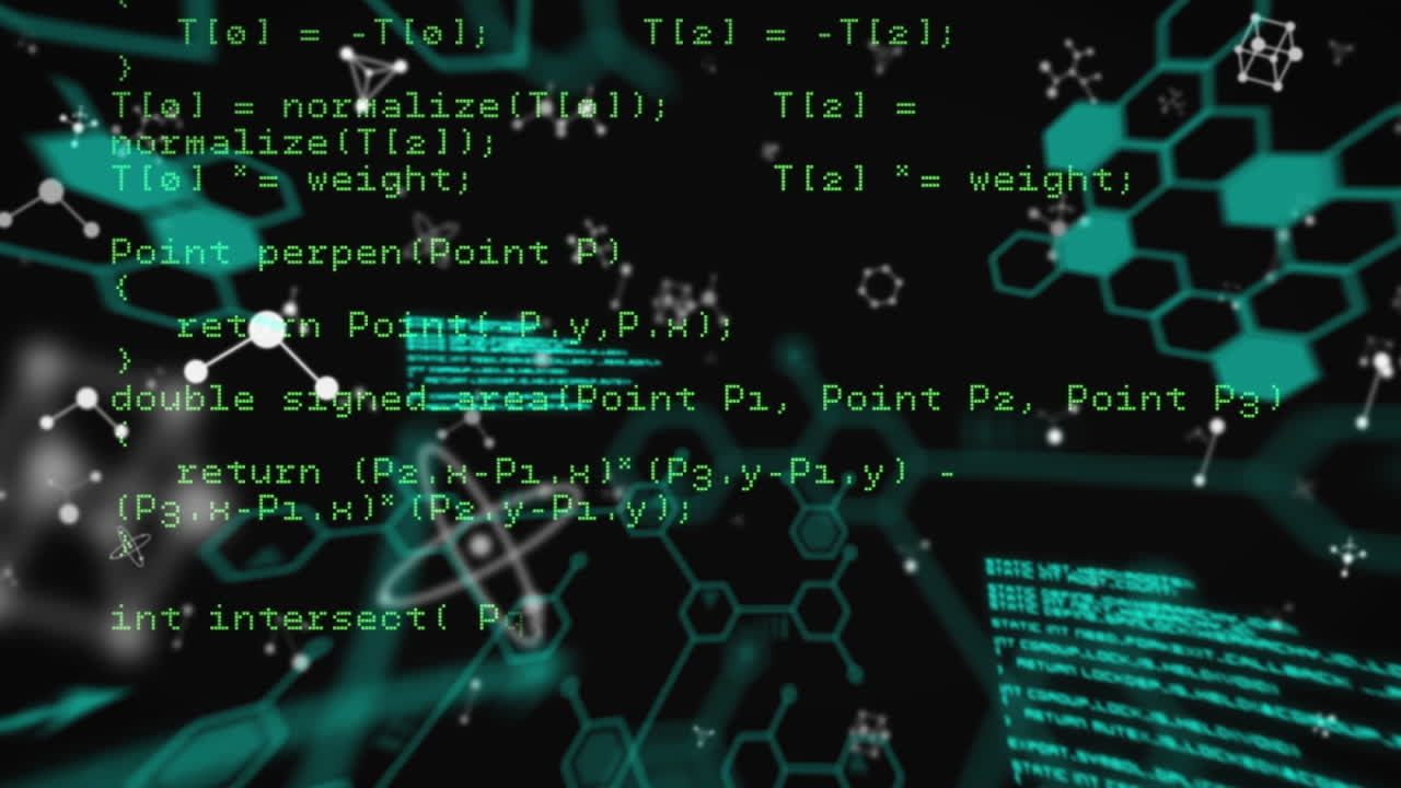 animación del procesamiento de datos sobre formas