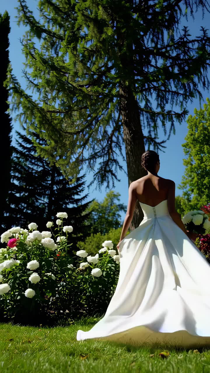 Bride Walking in a Garden