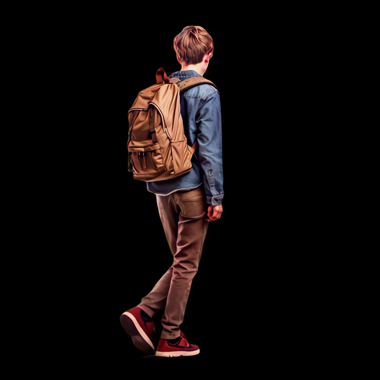 Stylish backpack casual attire animation isolated asset, transparent 4K video, alpha channel, ProRes