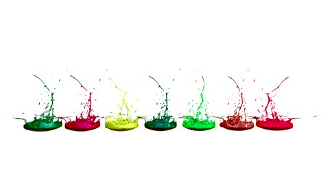 las pinturas 3d bailan en 4k sobre un fondo blanco. simulación de salpicaduras de tinta en un altavoz musical que reproduce música. hermosas salpicadures como un fondo brillante en ultra alta calidad.