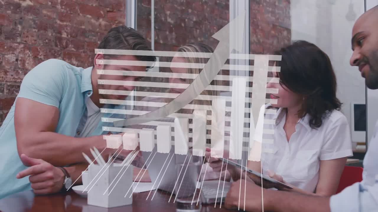 animación de gráficos sobre diversas personas de negocios