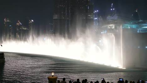 dubathe dancing fountain of dubai near burj khalifa and dubai mall in downtown of dubai.